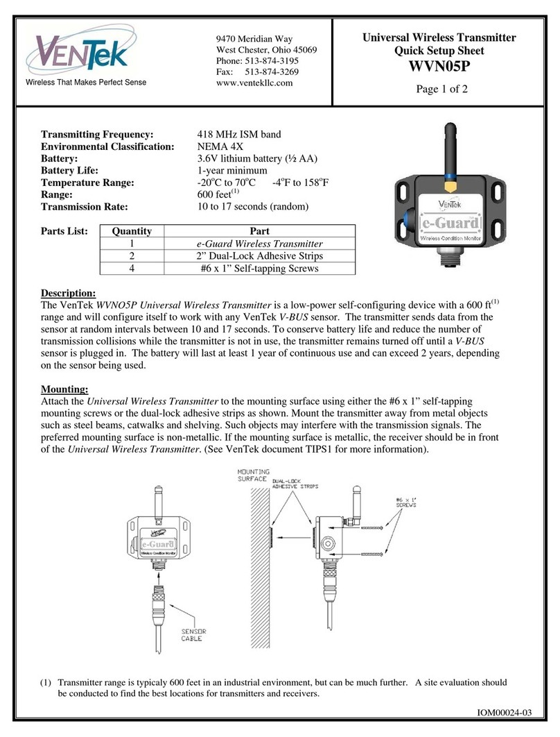 Ventek WVN05P Quick setup sheet