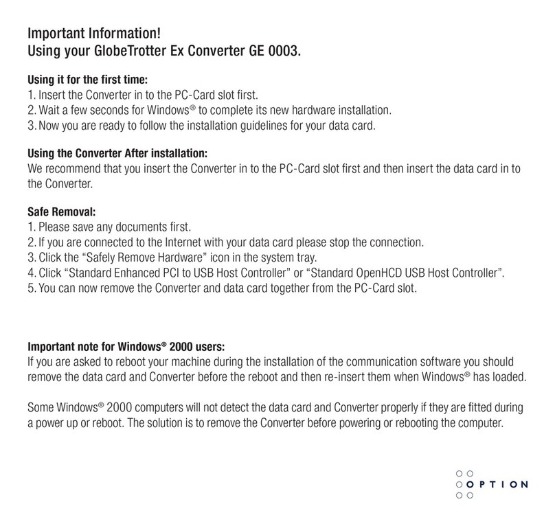 Option Audio GlobeTrotter Ex GE 0003 User manual