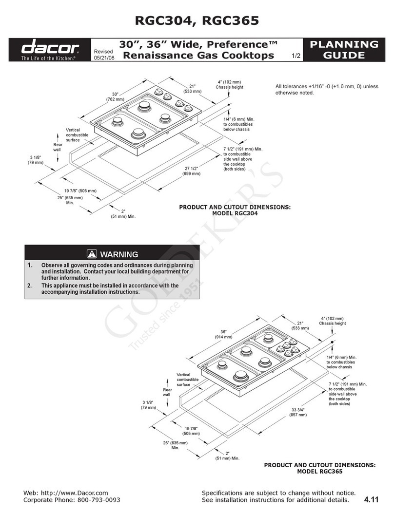 Dacor Preference Renaissance RGC304 Planning guide Dacor Preference Renaissance RGC304 Planning guide