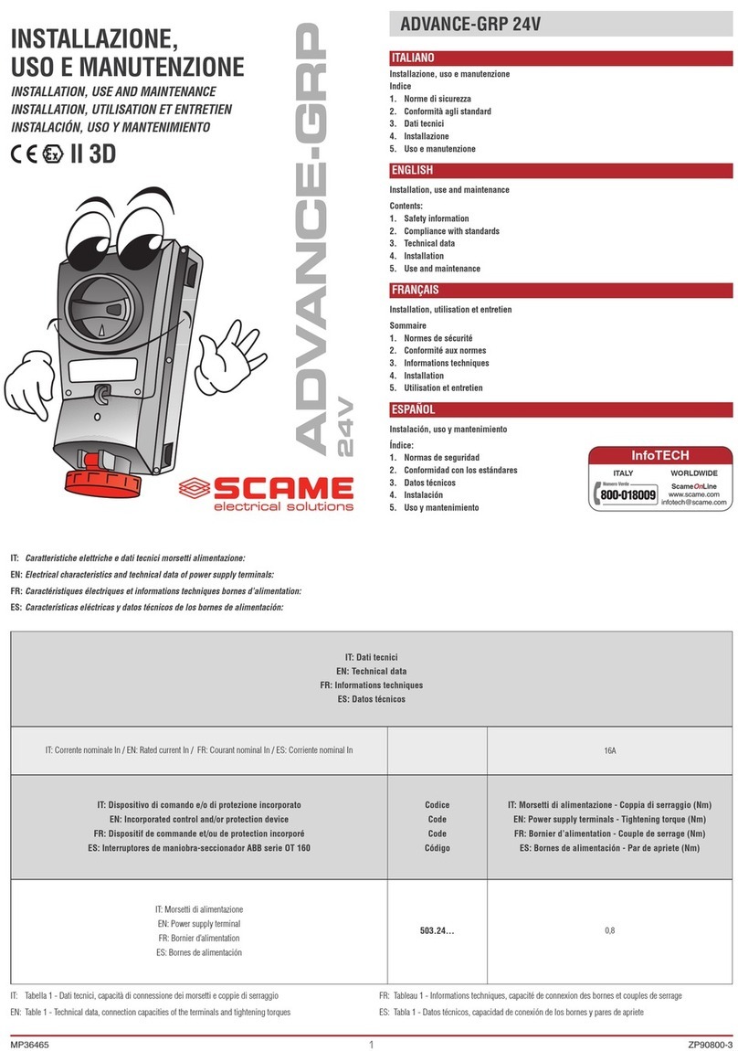 Scame electrical solutions ADVANCE-GRP 24V Series Quick start guide