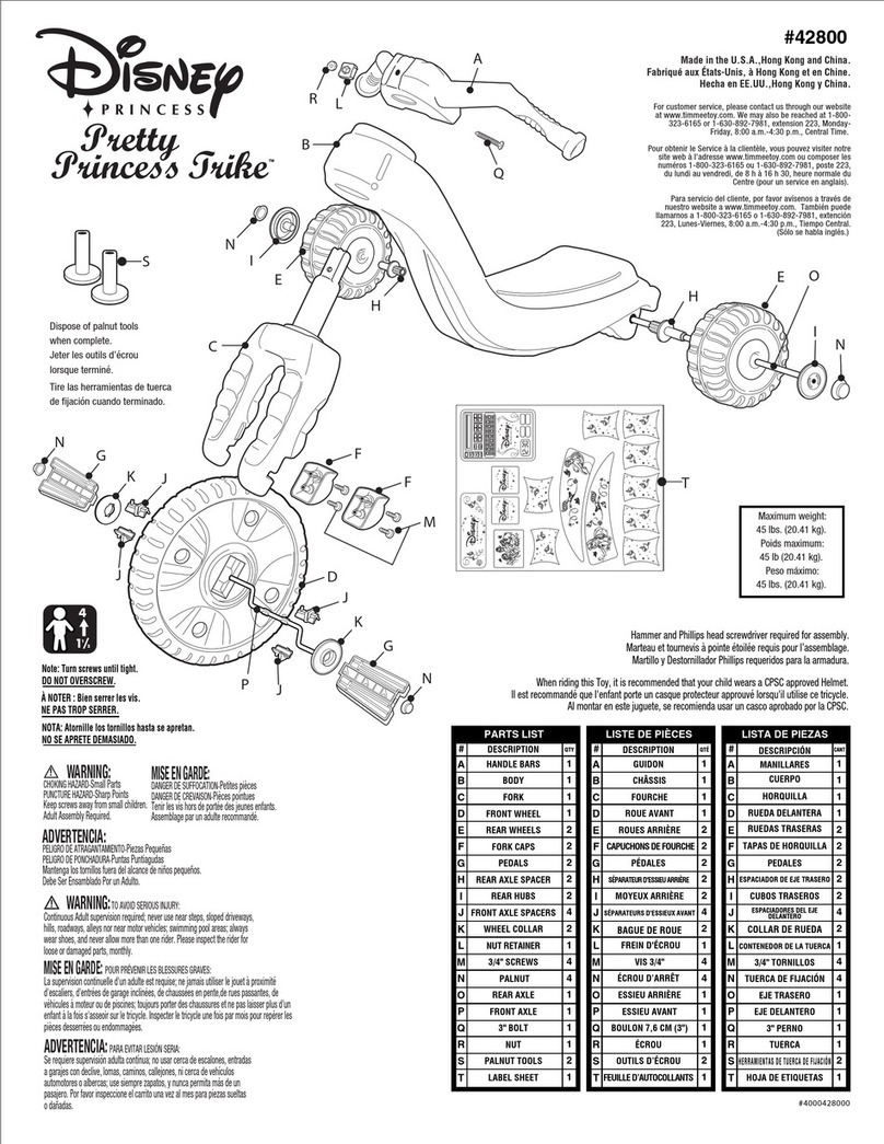 Disney Pretty Princess Trike 42800 Assembly manual Disney Pretty Princess Trike 42800 Assembly manual