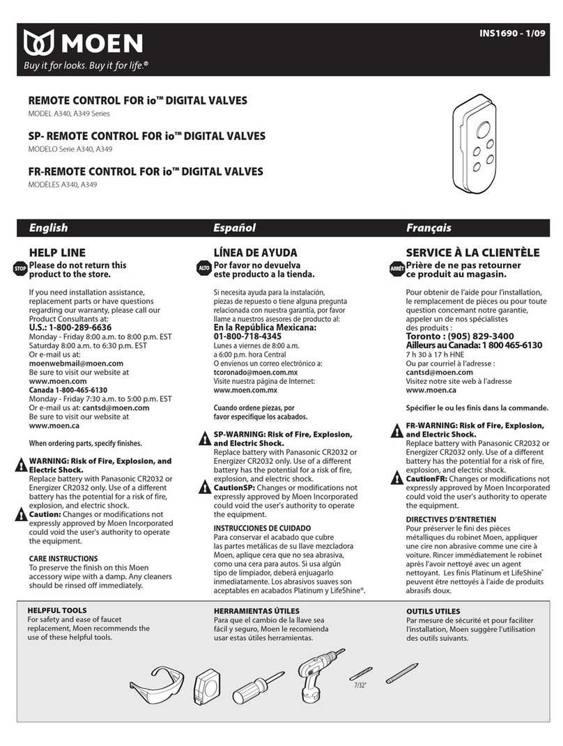 Moen A340 Series User manual