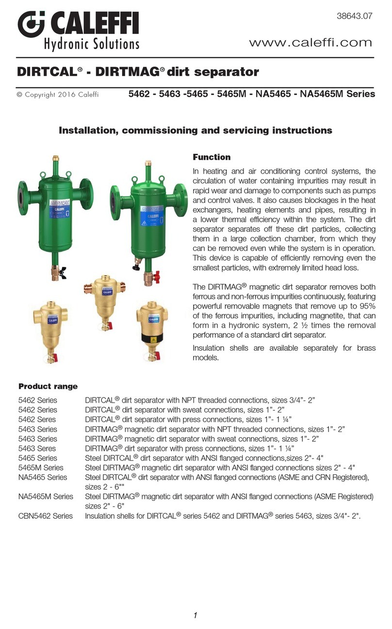CALEFFI DIRTCAL 5462 Series Installation, commissioning and servicing instructions