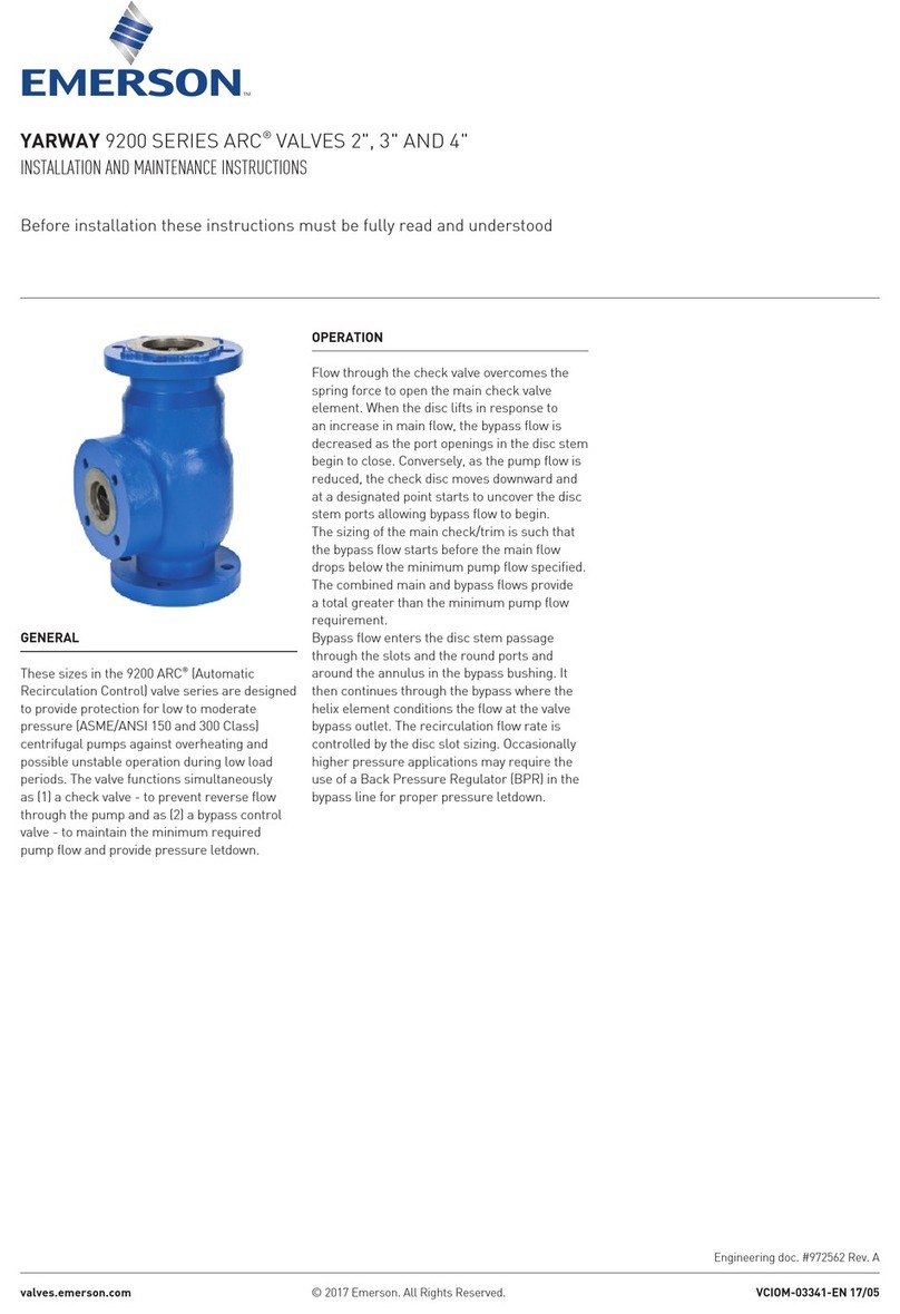 Emerson Yarway 9200 Series Installation and maintenance instructions Emerson Yarway 9200 Series Installation and maintenance instructions