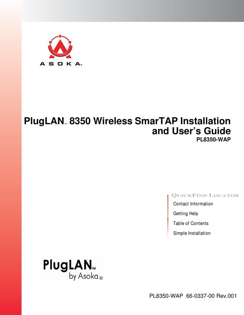 Asoka PlugLAN 8350 Wireless SmarTAP Installation and user guide