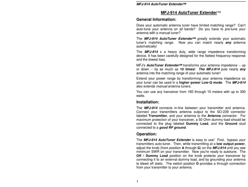 MFJ AutoTuner Extender MFJ-914 User manual