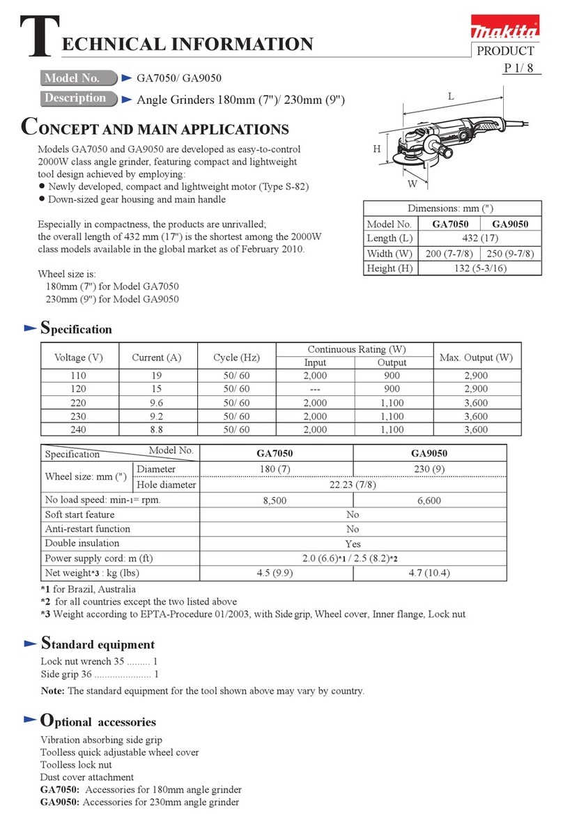 Makita GA7050 technical information