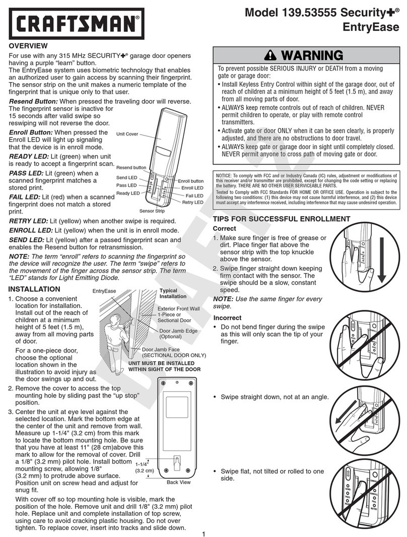 Craftsman Security+ EntryEase 139.53555 user manual Craftsman Security+ EntryEase 139.53555 user manual