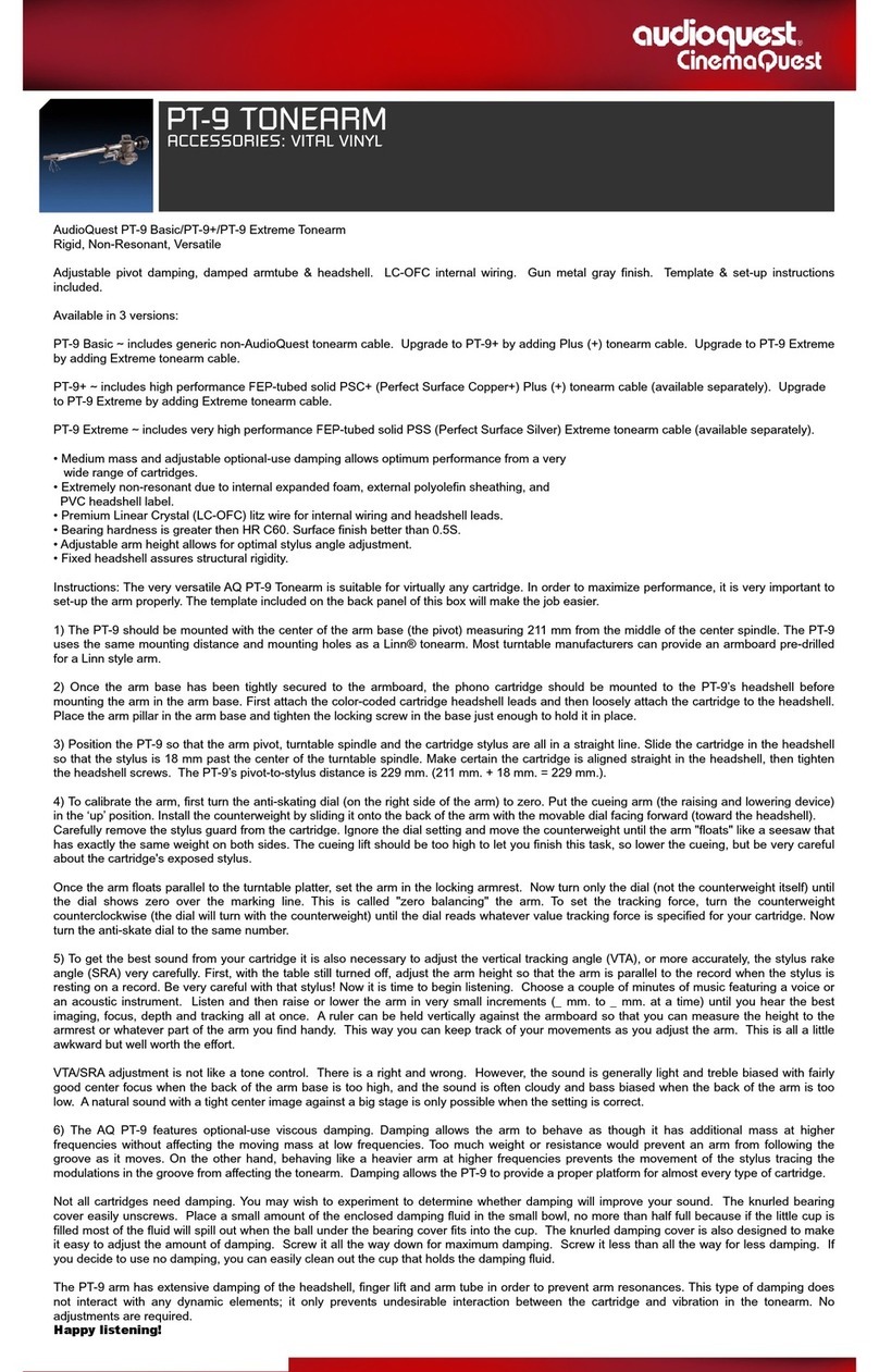 AudioQuest PT-9 Extreme user manual