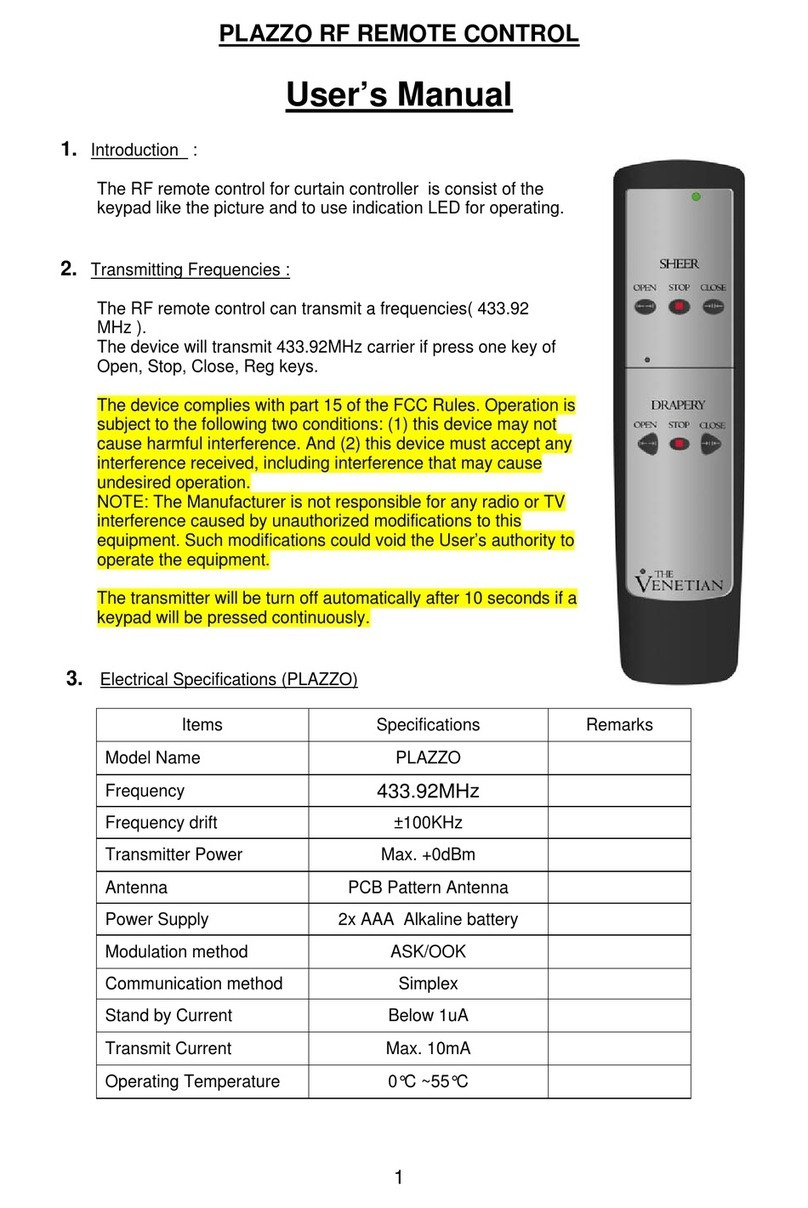 Venetian PLAZZO user manual
