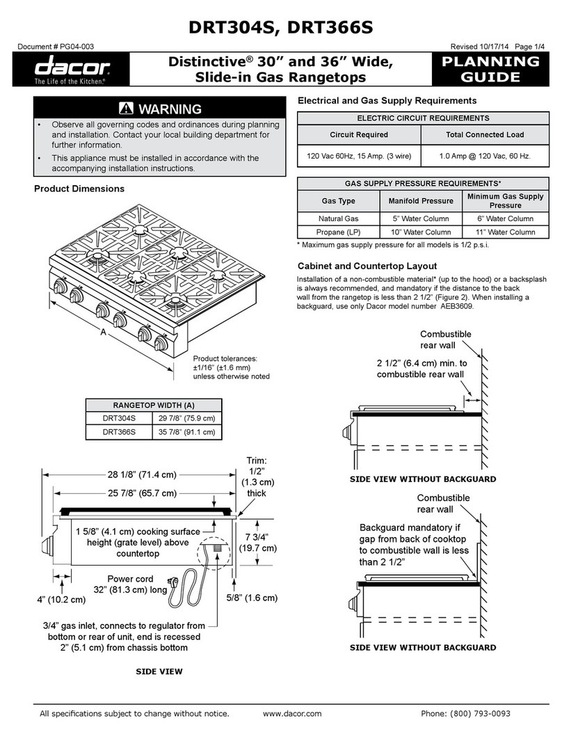 Dacor DISTINCTIVE DRT304S Technical manual Dacor DISTINCTIVE DRT304S Technical manual