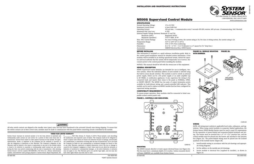 System Sensor M500S User manual
