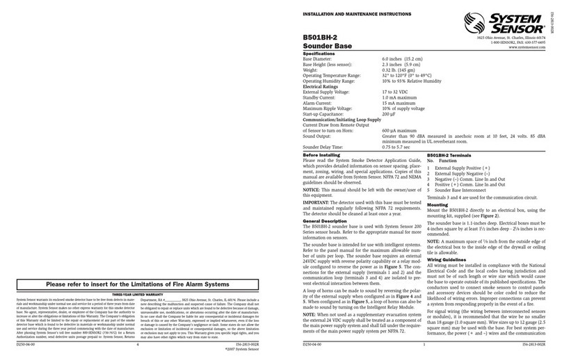 System Sensor B501BH-2 User manual System Sensor B501BH-2 User manual