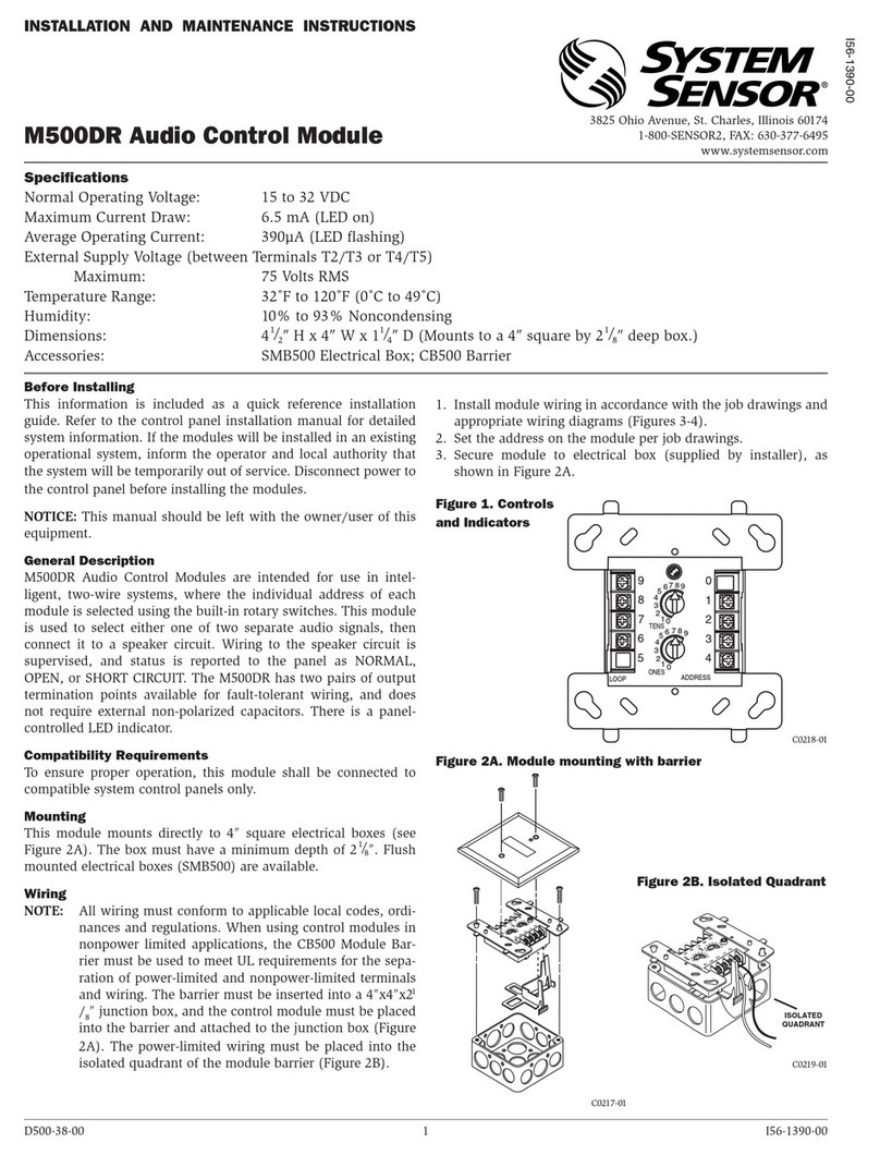 System Sensor M500DR Installation and maintenance instructions