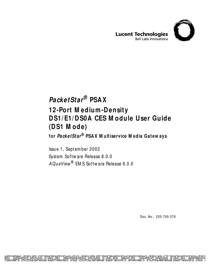 Lucent Technologies PacketStar PSAX DS1/E1/DS0A CES Module User manual Lucent Technologies PacketStar PSAX DS1/E1/DS0A CES Module User manual