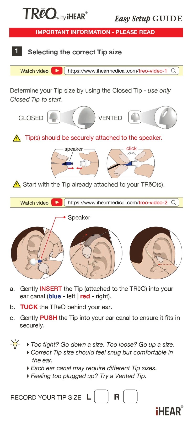 IHEAR TREO Easy setup guide