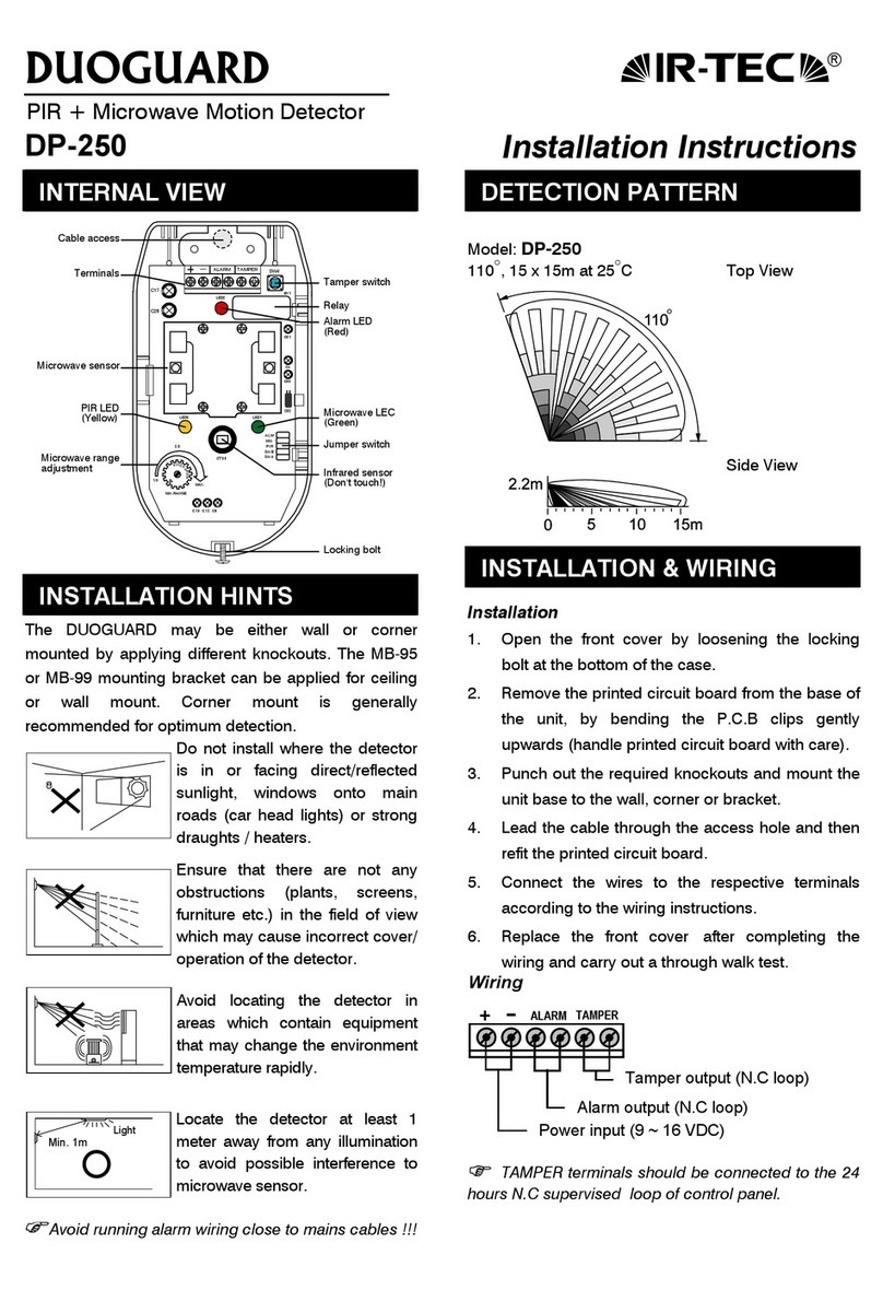 IR-Tec DUOGUARD DP-250 installation instructions IR-Tec DUOGUARD DP-250 installation instructions