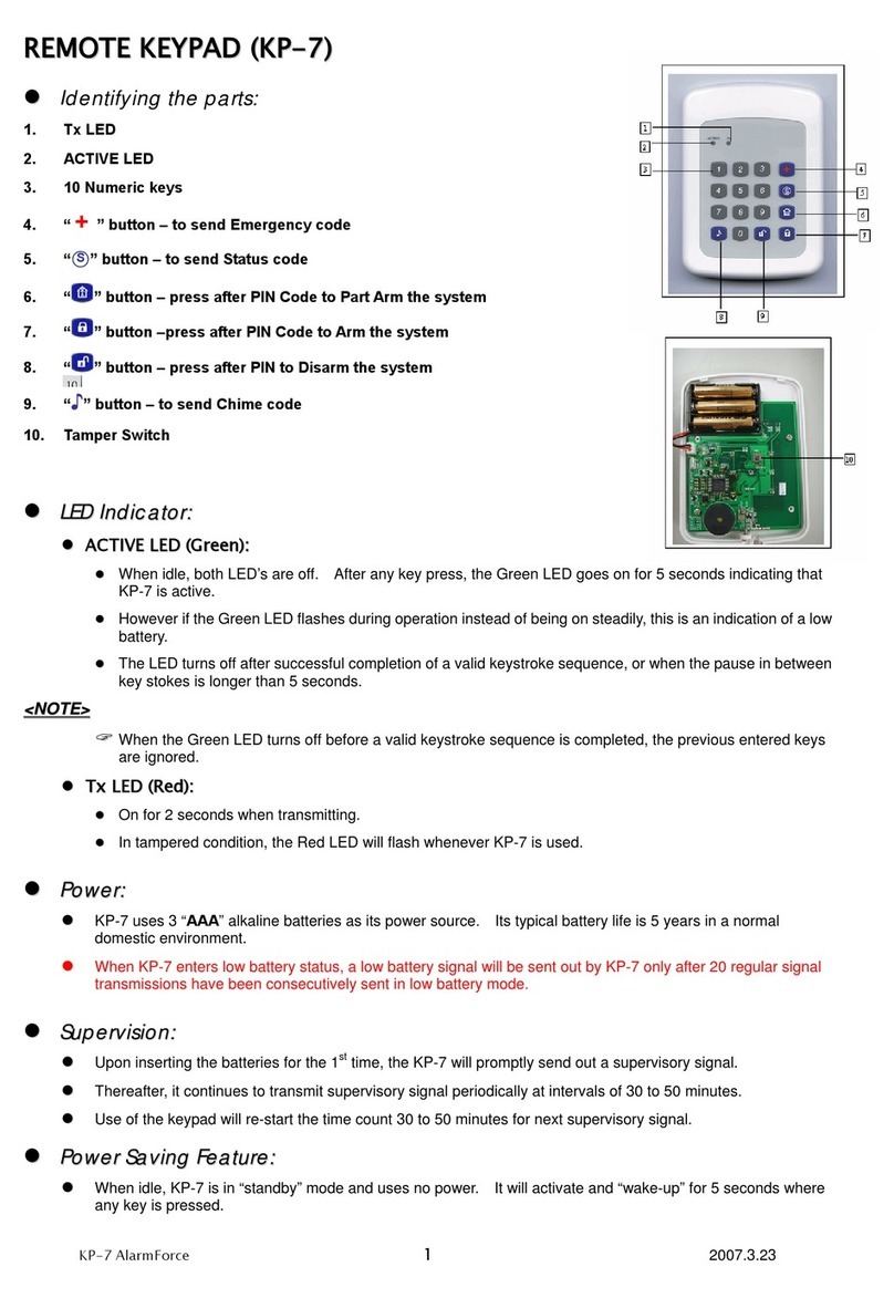 AlarmForce KP-7 manual