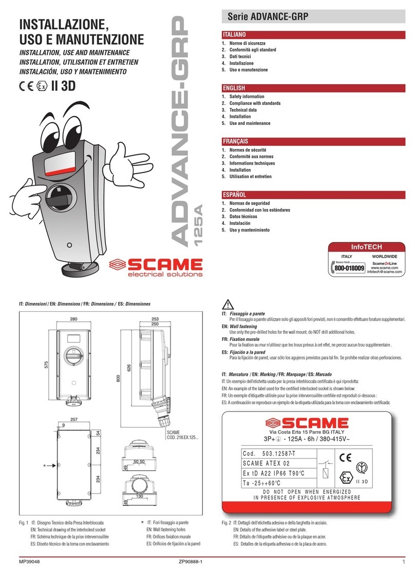 Scame electrical solutions ADVANCE-GRP 125A Quick start guide