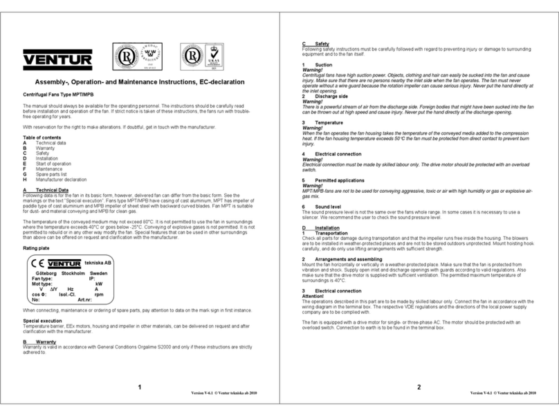 Ventur MPT Assembly, operation and maintenance instructions Ventur MPT Assembly, operation and maintenance instructions