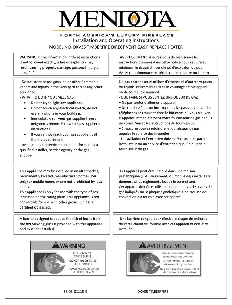 Mendota DXV35 TIMBERFIRE Installation and operating instructions Mendota DXV35 TIMBERFIRE Installation and operating instructions
