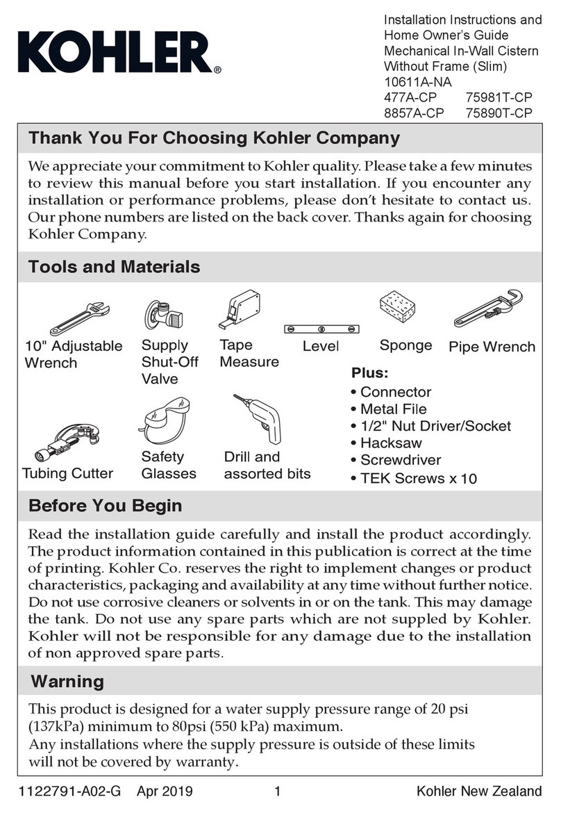Kohler 10611A-NA installation instructions and home owner's guide