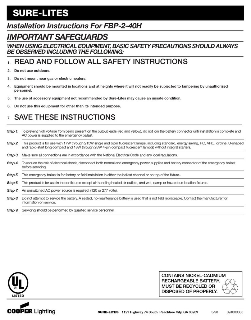 Sure-Lites FBP-2-40H installation instructions