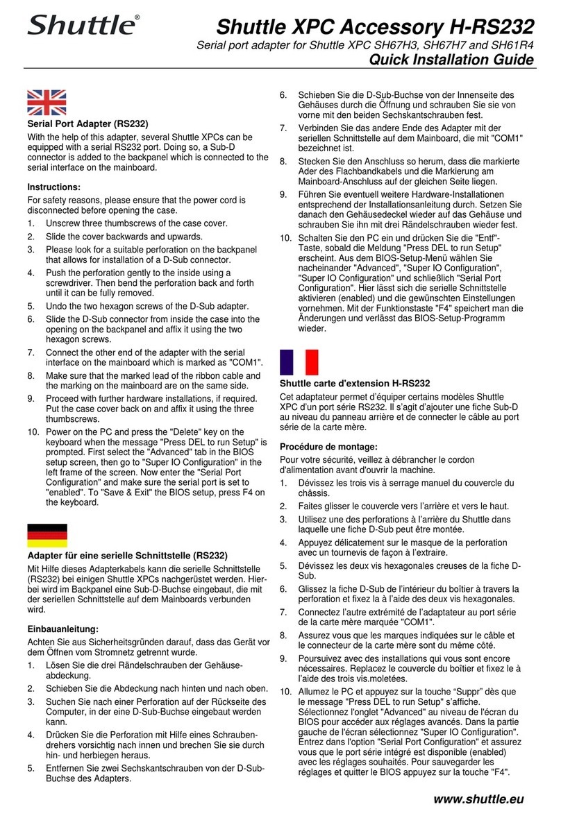 Shuttle H-RS232 Quick installation guide