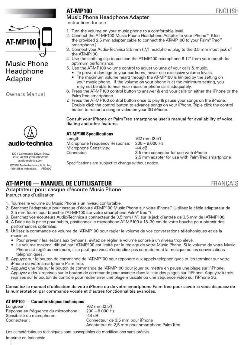 Audio Technica AT-MP100 owner's manual