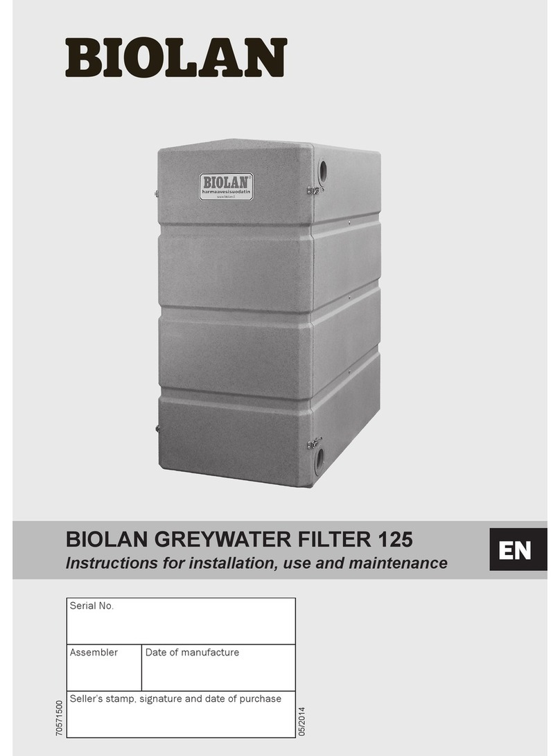 BIOLAN GREYWATER FILTER 125 Instructions for installation, use and maintenance