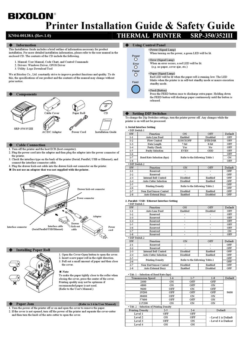 BIXOLON SPR-350III Installation and operating manual