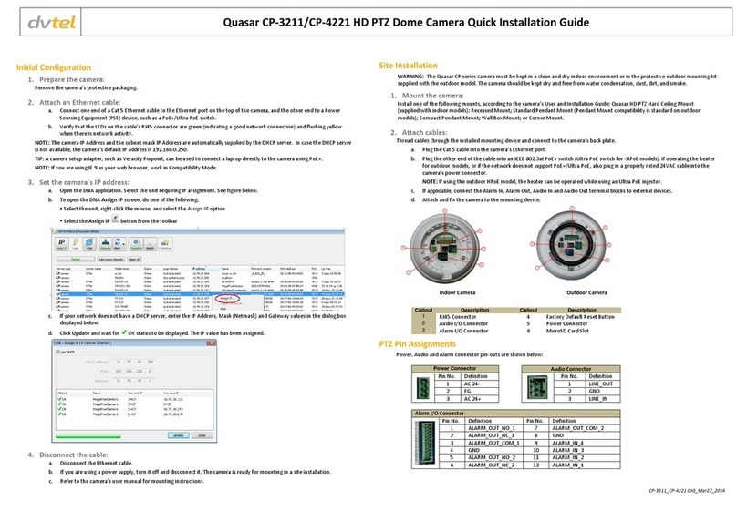 DVTEL Quasar CP-3211 Quick installation guide