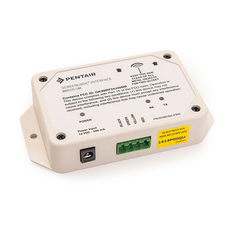 Pentair SCREENLOGIC INTERFACE installation guide Pentair SCREENLOGIC INTERFACE installation guide