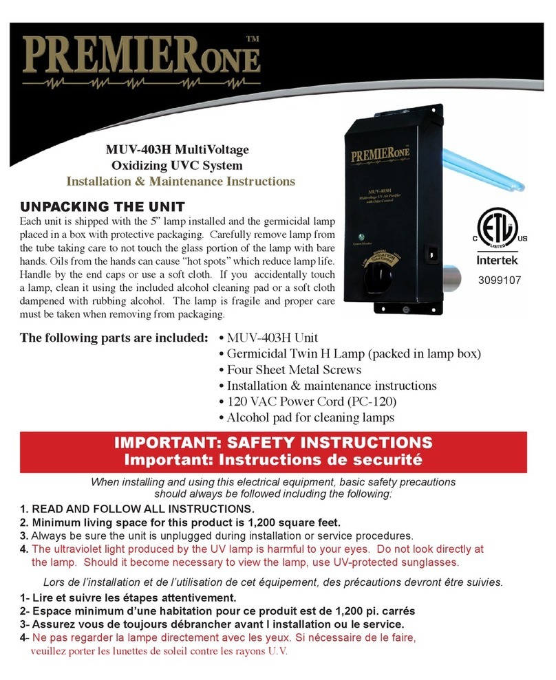 PremierOne MUV-403H Installation & maintenance instructions