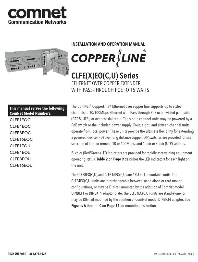Comnet Copper Line CLFEEO Series Installation and operation manual