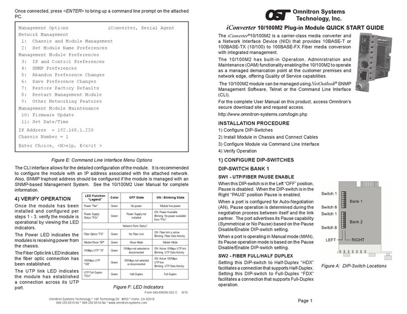 Omnitron Systems Technology Omnitron iConverter 10/100M2 quick start guide