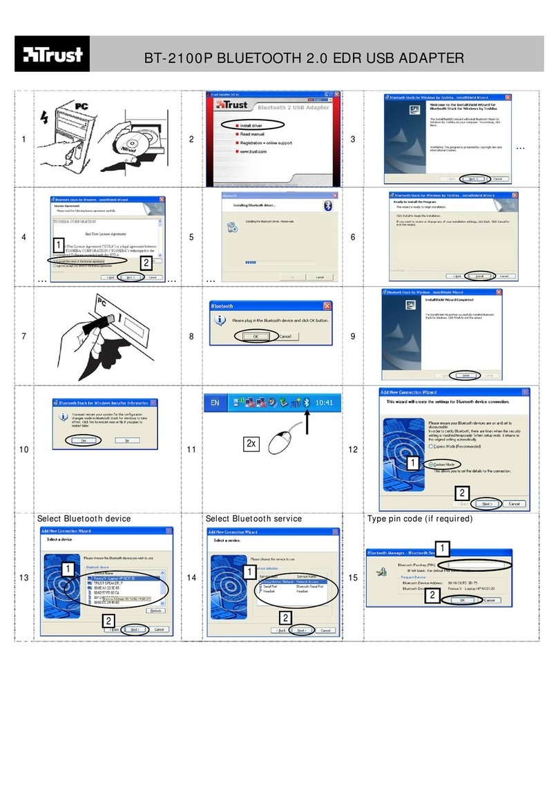 Trust BT-2100P BLUETOOTH 2.0 EDR USB ADAPTER User manual Trust BT-2100P BLUETOOTH 2.0 EDR USB ADAPTER User manual