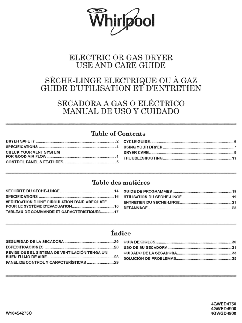 Whirlpool 4GWED4750 User and care guide