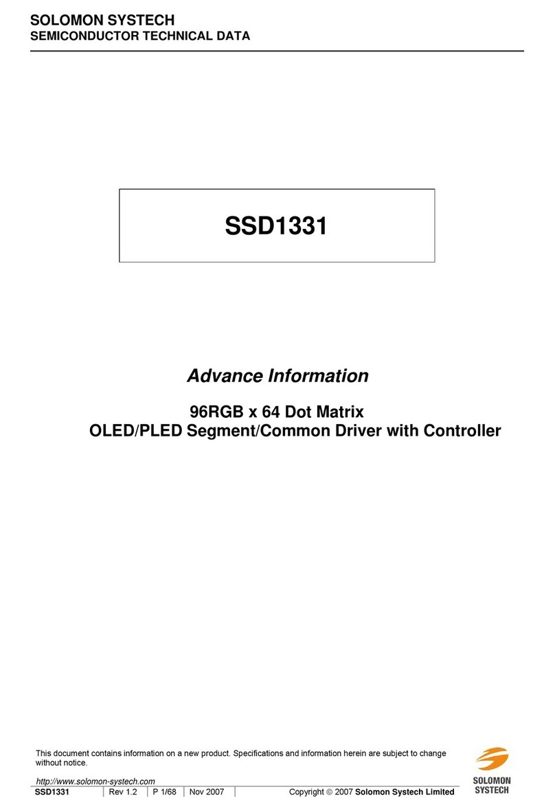 SOLOMON SYSTECH SSD1331 Technical data