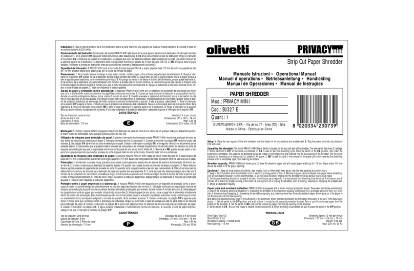 Olivetti Privacy Mini Operational manual