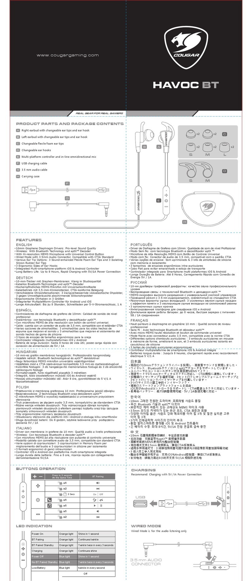 COUGAR Havoc BT manual