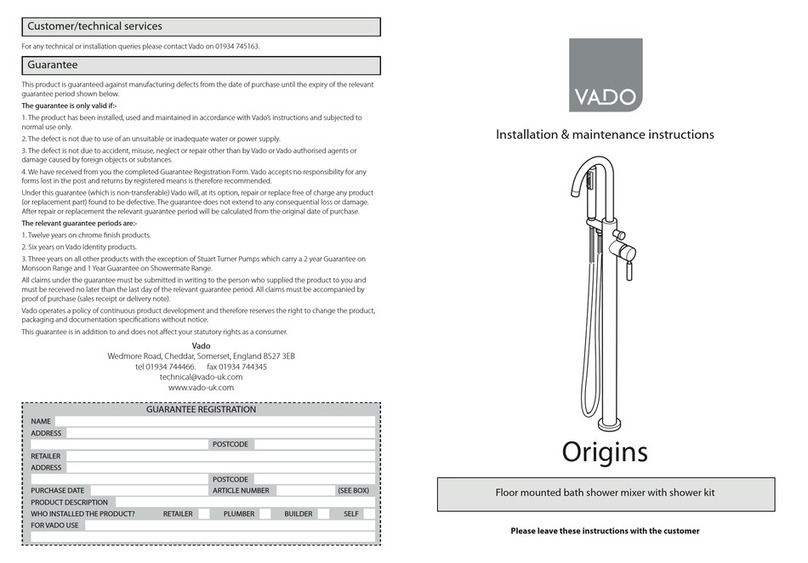 VADO Origins Installation and operating instructions