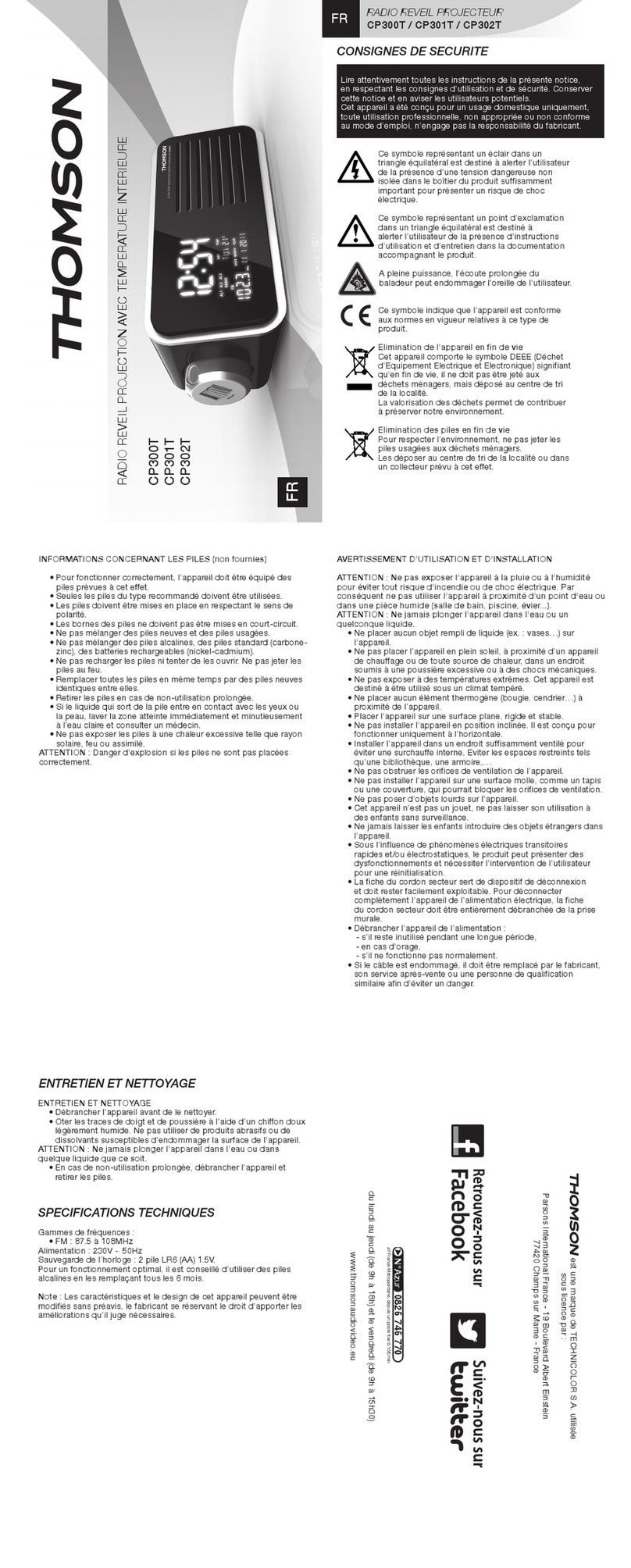 THOMSON CP302T User manual