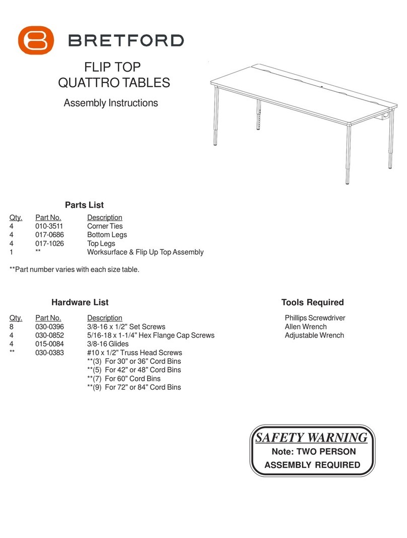 Bretford FLIP TOP QUATTRO TABLE Assembly instructions Bretford FLIP TOP QUATTRO TABLE Assembly instructions
