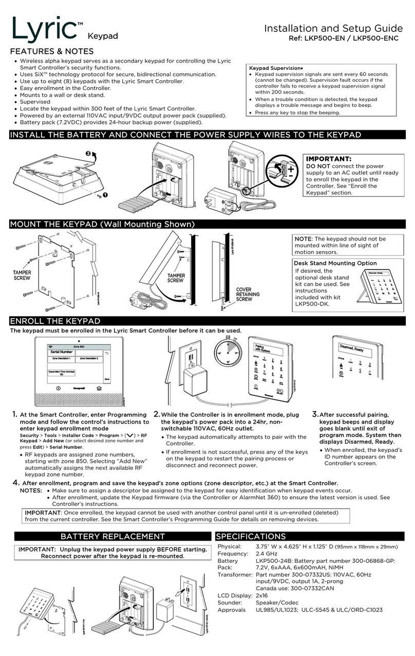 Honeywell Lyric LKP500-ENC Assembly instructions