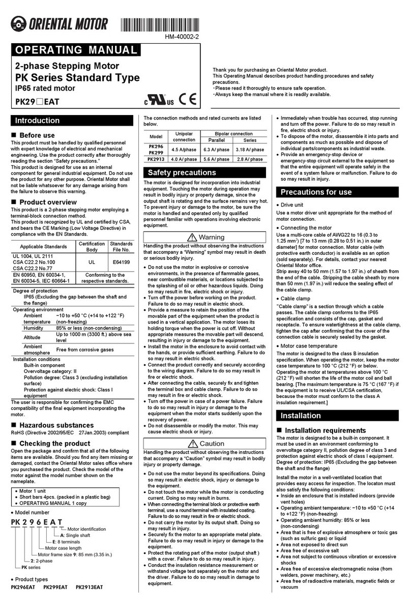 Oriental motor PK Series User manual