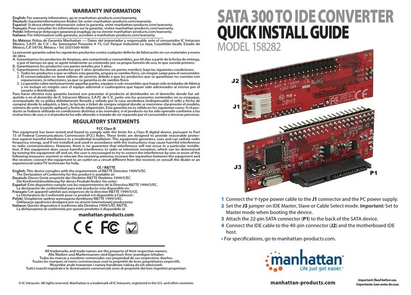 Manhattan 158282 Quick install guide