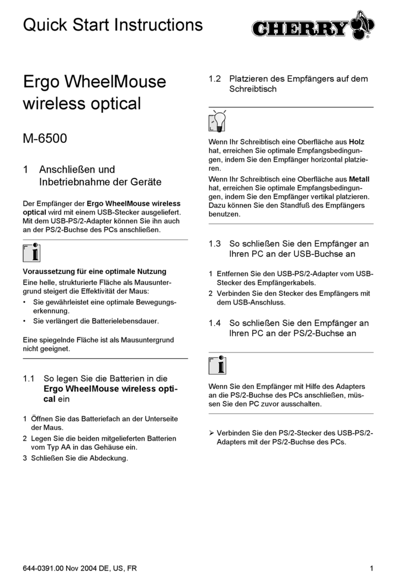 Cherry Ergo WheelMouse M-6500 Quick start instructions Cherry Ergo WheelMouse M-6500 Quick start instructions
