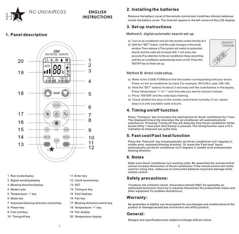 HQ RC UNI/AIRC03 instructions