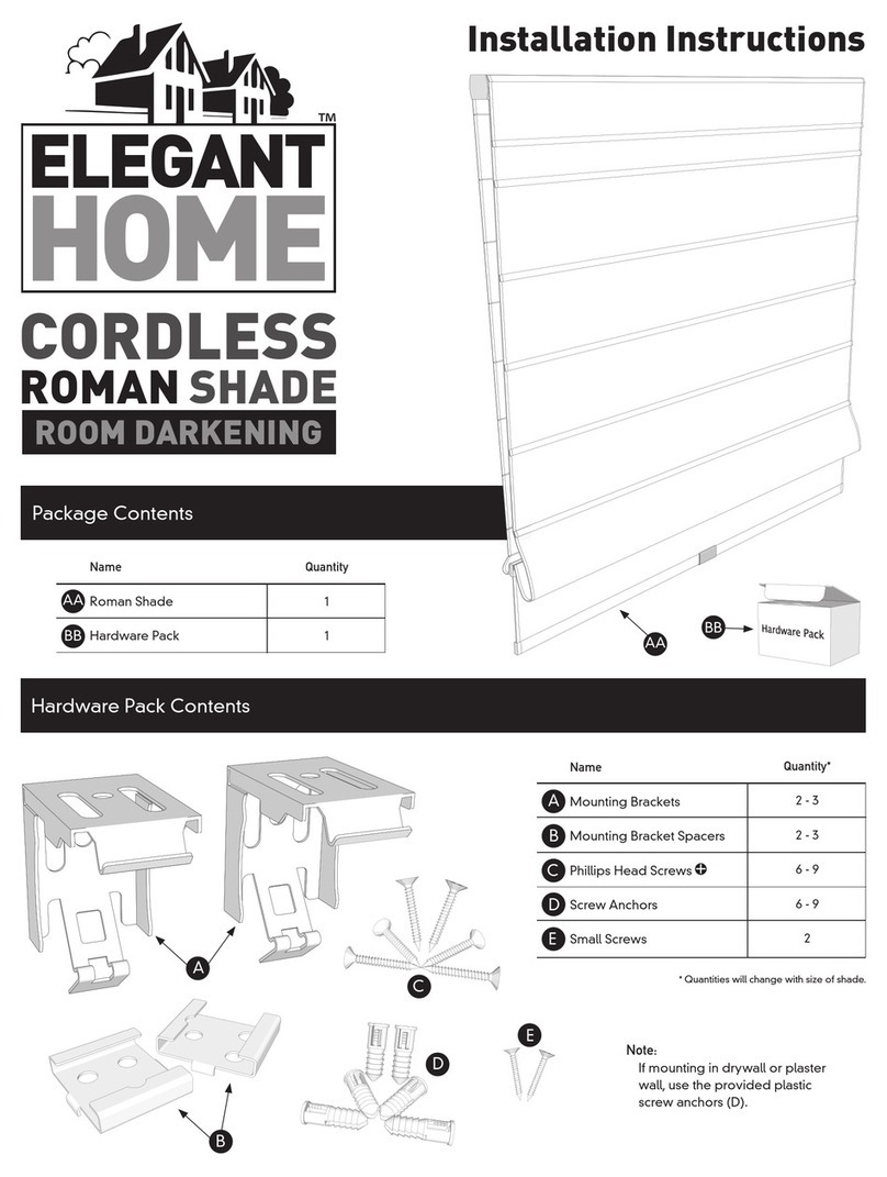 ELEGANT HOME CORDLESS ROMAN SHADE installation instructions